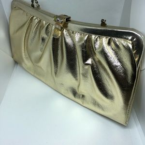 Vintage Gold Clutch Purse With Chain Strap